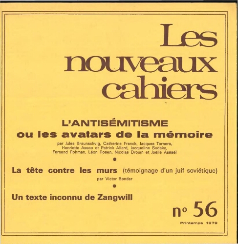 Les Nouveaux Cahiers N°056 (Printemps  1979)